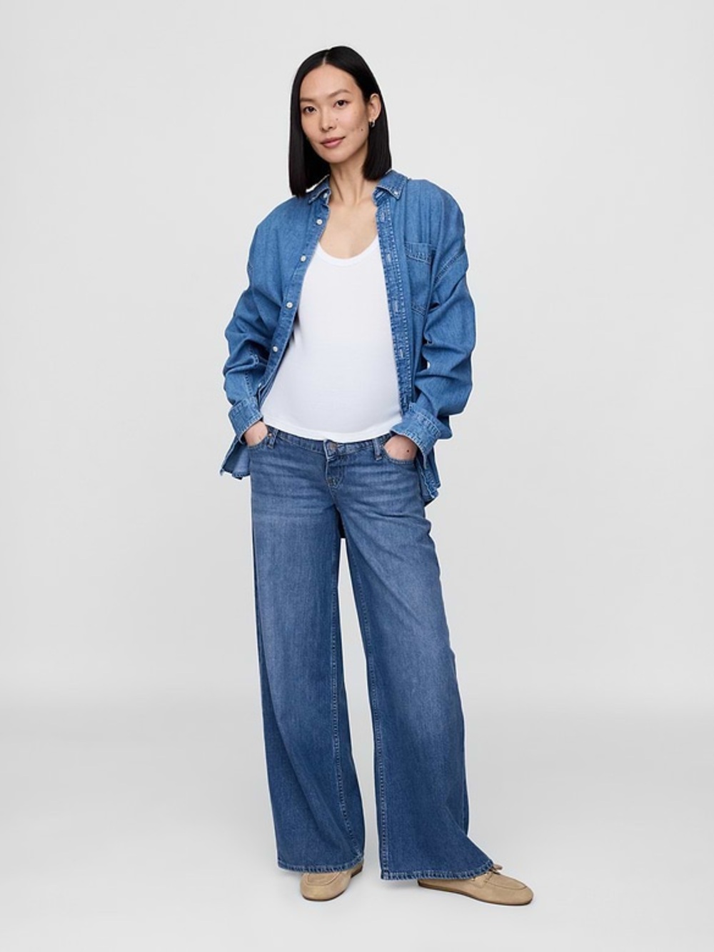 NWT Gap Maternity UltraSoft Full Panel Baggy Jeans